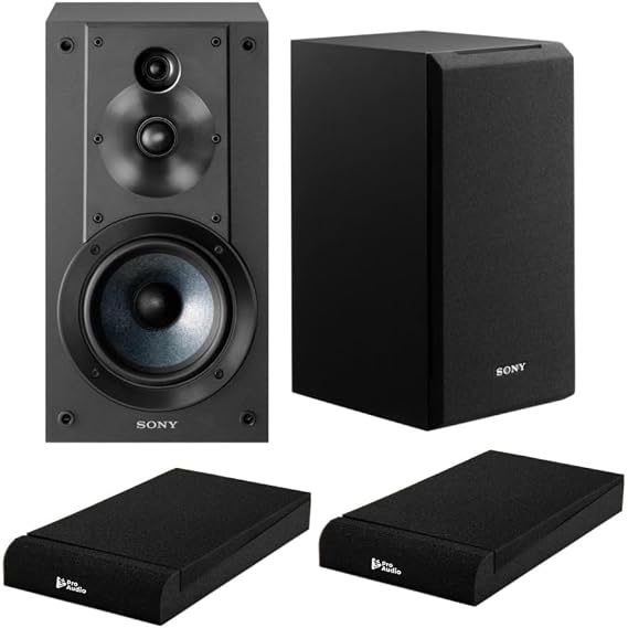 Sony SSCS5 3-Way 3-Driver Bookshelf Speaker System Bundle (Black)
