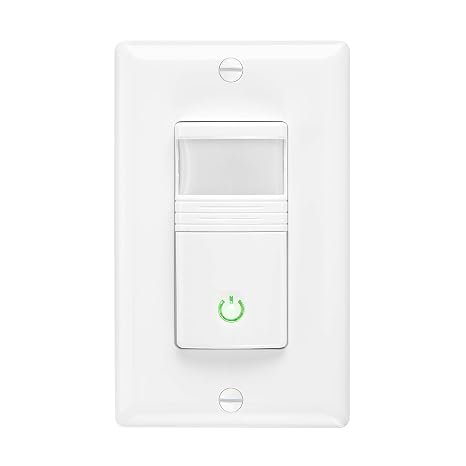 Maxxima Occupancy Vacancy Motion Sensor PIR Wall Switch, 3-Way/Single Pole | Wall Plate Included, Commercial or Residential, 120-277V