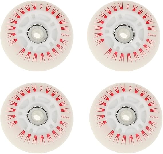 4 pieces Inline Roller Skate Wheels with Led, Durable Luminous Bright Wheels for Sliding, 80mm, Red