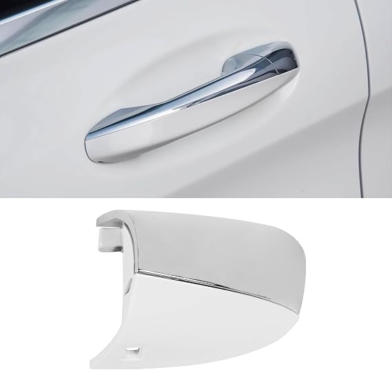 Front Door Handle End Bezel Cover W/O Key Hole Compatible with Mercedes-Benz C-Class (W205/S205) 2015-2021,1PC Front Left Driver Side Exterior Door Handle Cap Replacement for 0997661700-2,White