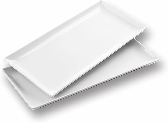 WishDeco Large Serving Trays Set of 2, Ceramic Serving Platters 40 x 19 cm