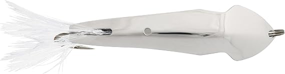 Luhr Jensen Pet Spoon, White Feather Chrome, 1/6-Ounce