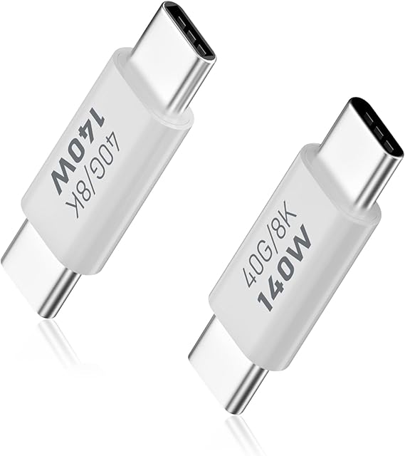 Duttek 40G USB C Male to Male Adapter for Thunderbolt 4/3 Support PD 140W 8K@60Hz for MacBook Pro/Air Laptop Mobile Phones and More Type C Devices (Pack of 2)