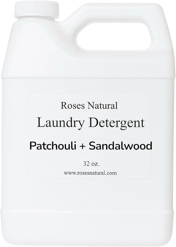 Patchouli + Sandalwood Laundry Detergent - 32 oz Plant-Based Liquid; Natural Scent; Sulfate & Non-Toxic; High Efficiency