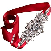 Ulalaza Women Prom Evening Dress Decorative Waistband Bridal Crystal Sashes Wedding Belt Sash with Rhinestones
