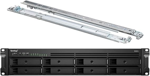 Synology RackStation RS1221+ NAS Server with Ryzen 2.2GHz CPU, 32GB Memory, 64TB HDD Storage, 4 x 1GbE LAN Ports, DSM Operating System Bundle with Rail kit