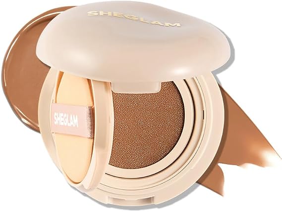 SHEGLAM Lock & Go Long-Lasting Cushion Foundation Soft Matte Weightless Waterproof for Flawless Base Makeup-Chestnut