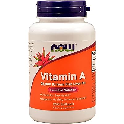 NOW Foods, Vitamin A, 25,000 IU, 250 Softgels Pack of 3