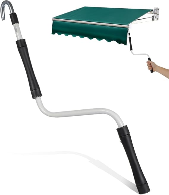 Garneck Telescoping RV Awning Crank Handle: Heavy-Duty Retractable Awning Arm Opener Puller Universal Exterior Roller Shade Hand Pole with Hook Metal Crank Wand Replacement