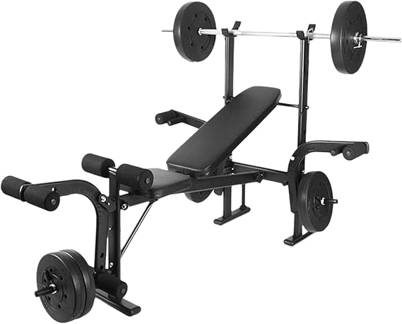 Weight Bench, 4 in 1 Bench Press Set with Barbell Rack, Curl Bench and Leg Developer, 800LBS Stable Full-Body Workout Bench for Home, Gym