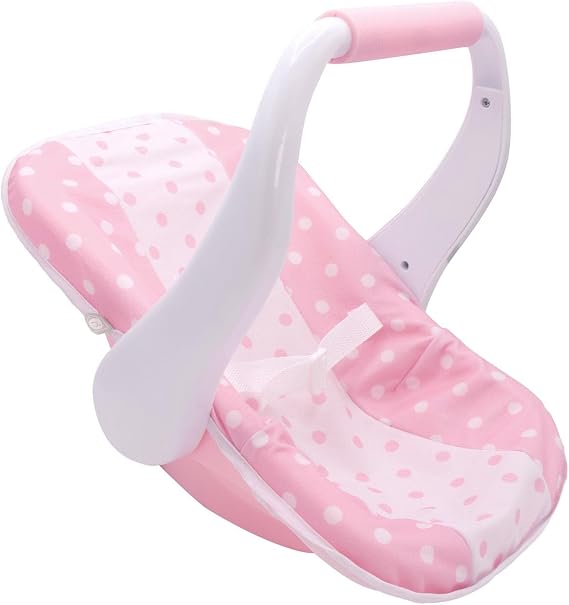 JC Toys Nonis Boutique Baby Doll Carrier Pink & White Multi-Position Handle, Fits Dolls up to 16 Inches, Realistic Doll Car Seat