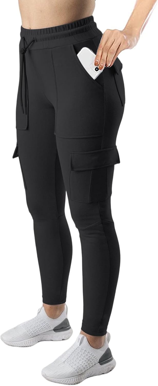 RESHE Womens Yoga Sweatpants with Pockets Stretch Tapered Joggers Pants Drawstring Running Lounge Hiking