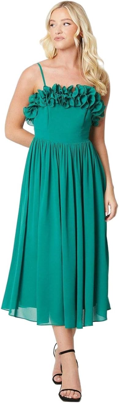 Debenhams Debut London by Coast Ruffle Detail Midi Dress, 12, Green