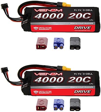 Venom 20C 3S 4000mAh 11.1V LiPo Battery with Universal Plug 2 Packs