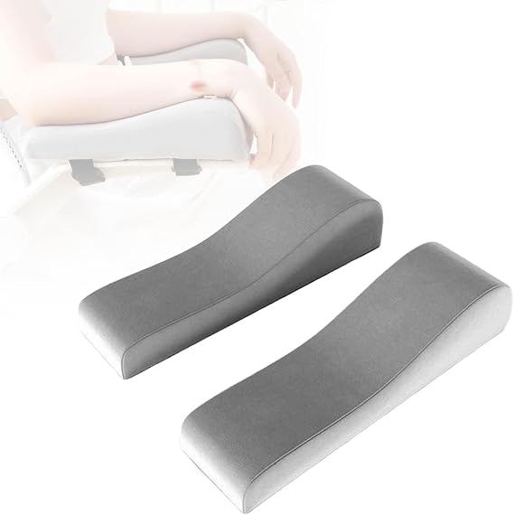 Memory Foam Arm Pads for Office Chair Ergonomic Armrest Cushion, Easy to Clean Removable Armrest Covers, Elbow Support Cushion for Computer Gaming and Desk Chairs(Grey)