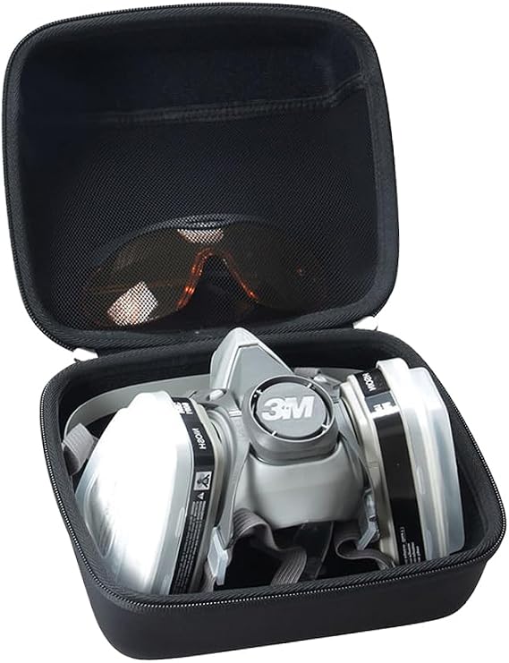 Anleo Hard Travel Case Fits for 3M Paint Mask Respirator/Gas Mask Pouch (Black)