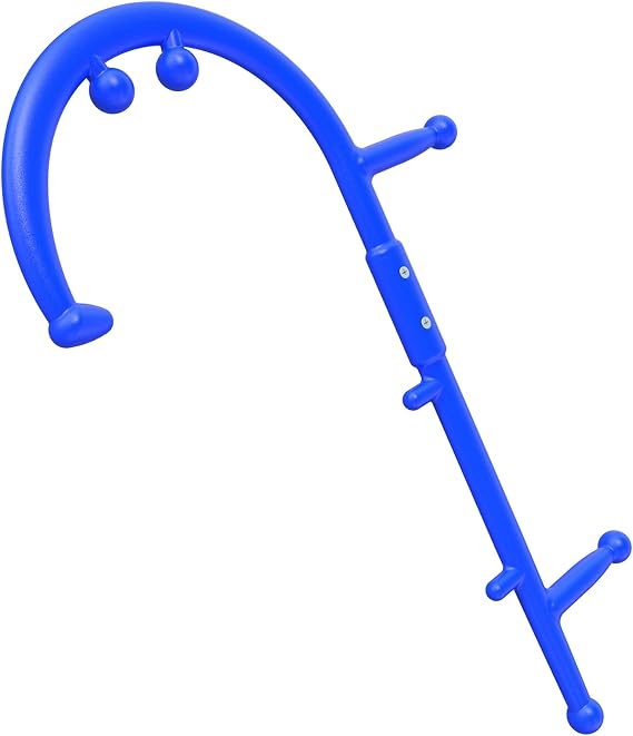 Back and Neck Massager - Blue | for Trigger Point Fibromyalgia Pain Relief and Self Massage Hook Cane Therapy