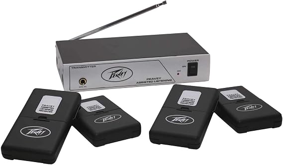 Peavey Assisted Listening Sys. 72.1 MHz | Assistive device for church auditorium courtroom and theater use, ADA compliance aid, transmitter and bodypack receiver set