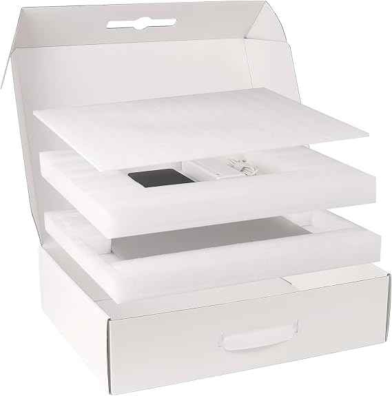 Laptop Shipping Box with Adjustable Foam, Cardboard Computer Container for Shipping, Fit Up to 17 In, Secure Notebook Laptop Box with Handle