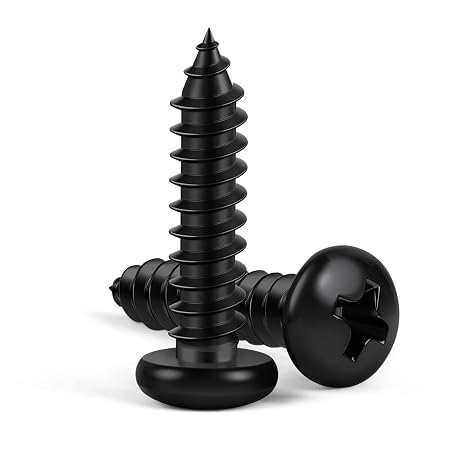 #4 x 1 Pan Head Self Tapping Screws Sheet Metal Wood Screws, Black Oxide, 304 Stainless Steel 18-8, 100 PCS