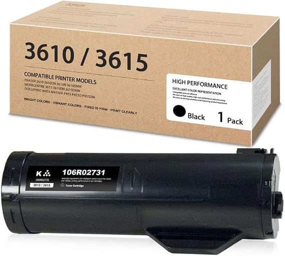 Phaser 3610 Workcentre 3615 Black Toner Cartridge - 106R02731 1 Pack Extra Capacity 106R02731 Toner Replacement for Xerox Phaser 3610 WorkCentre 3615 DocuPrint M455 Printer