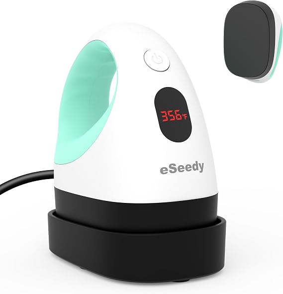 eSeedy Mini Heat Press Machine, 3 Heat Settings& Fast Heating, 15 Mins Auto-Off, Insulated Safety Base, Mini Iron for Crafting, T Shirts, Hats, Heating Transfer Projects(White Green)