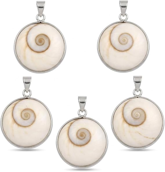 IS4A Natural Gomti Chakra Pendants Lot of 5 Energized Laxmi Puja Mystic Hindu Miracle