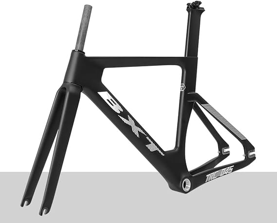700C Fixed Gear Bike Frameset 49cm 51cm 54cm 57cm 60cm Carbon Fiber Frame Track Bike Frames Racing Bike Frame Quick Release Frame F9x100mm R10x120mm QR BSA BB68mm(Black,51cm)