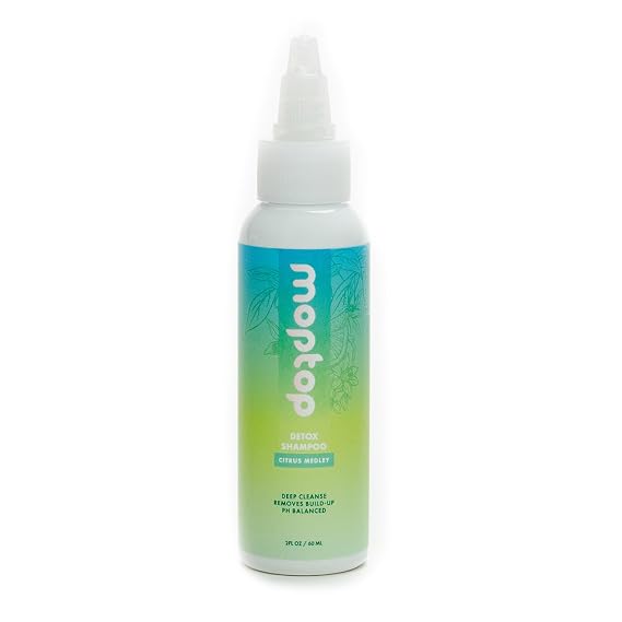 MopTop Detox Shampoo Scalp Clarifying Shampoo for Build Up, Hard Water, Dirt & Oil, Sulfate & Paraben Free Hair Care for All Hair Types Thin, Straight, Wavy, Curly & Coily (Citrus Medley, 2oz)