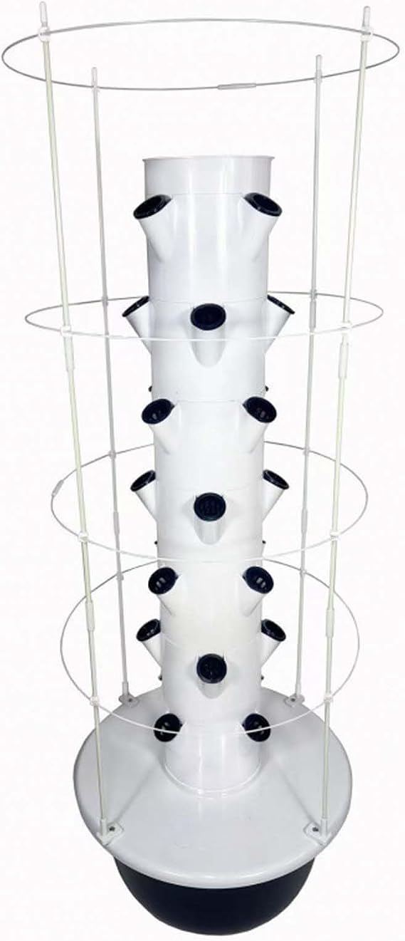 28-cell vertical hydroponic system, soilless aeroponic tower garden, suitable for both indoor and outdoor use, equipped with plant climbing trellises, perfect for patios