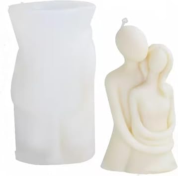 Decorative Couple Silicone Candle Mold, 12.5 x 7 cm, Candle Mold Does not Contain Finished Products, White