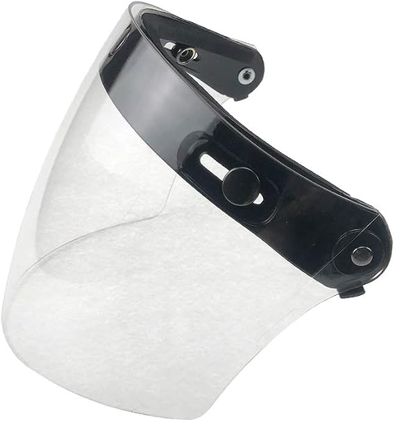 WANCAR Motorcycle Retro Flip Up Visor Wind Face Shield Lens Universal For Standard 3-Snap Button Open Face Helmets(Clear)
