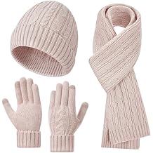 Warmiehomy Winter Scarf for Women, 3 in 1 Beanie Hat with Scarf and Glove Set