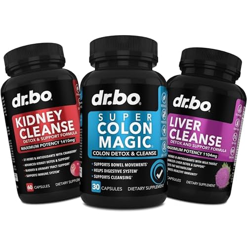 DR. BO Colon Cleanser Detox & Kidney Liver Cleanse - 15 Day Colon Cleanse Pills Probiotic, Kidney Liver Detox Supplement - Bowel Movement Supplements, Kidneys, Bladder Urinary Tract Gallbladder Pills