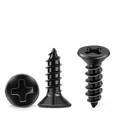 100 PCS M3.5 X 16mm Black Oxide Coated Flat Head Phillips Wood Screws, 304 Stainless Steel Fully Threaded Self-Tapping Screw by TPOHH