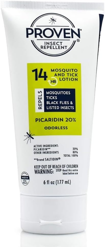Proven Insect Repellent Lotion, Keep Mosquitoes, Ticks and Flies Off, DEET Alternative Repellent, Up to 14-Hour Protection, Great for Outdoor Camping and Hiking, 6 Ounce, Odorless Lotion