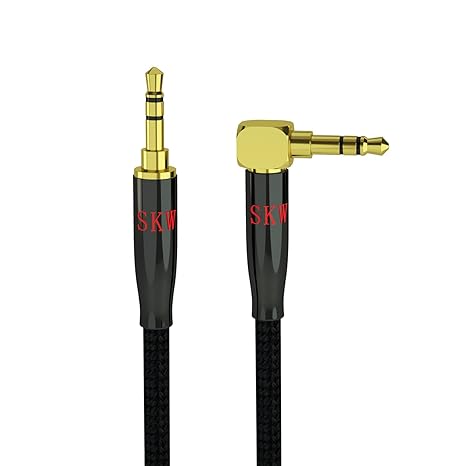 SKW Audiophile 3.5mm Right-Angle Stereo Aux Cable 1/8" TRS 1.6ft/0.5m