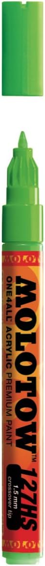 Molotow ONE4ALL Acrylic Paint Marker, 1.5mm, Neon Green Fluorescent, 1 Each (127.432)