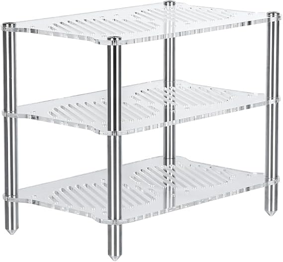 Fosi Audio Acrylic Amplifier Rack for Cooling Fan, Sturdy Audio Equipment Rack for Home Theater, HiFi and AV Component Rack, Ventilated Speaker Stand for Studio and Audio Devices
