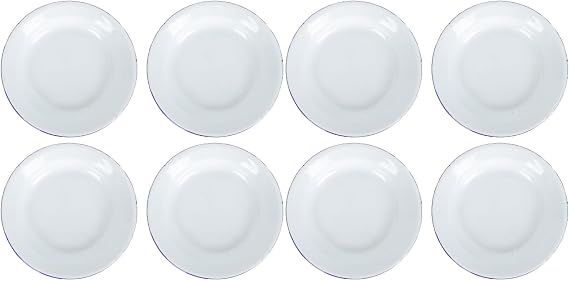 8pcs Enamel Plates 5.5 Inch Shallow Serving Dishes for Fruit Appetizers and Desserts Retro Enamel Tableware Dinner Plates