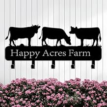 Custom Herd of Cattle Metal Wall Hook with 4-11 Hooks, Personalized Dairy Farm Name Key Hooks, Cowshed Metal Key Holder for Hallway, Kitchen, Bathroom, Garage,Farmhouse Decor