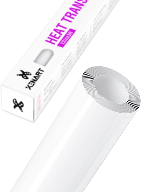 Xinart White Iron on Vinyl,12"x3ft Heat Transfer Vinyl for Shirts Matte HTV Vinyl Roll Easy to Cut & Weed-X3001...
