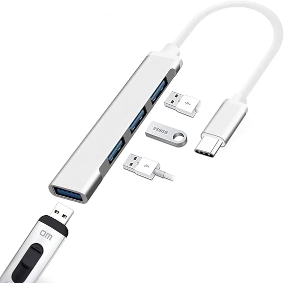 Coverzone Type-c To USB Hub 4 Port Multiplexer Macbook Compatible Duplicator Adapter