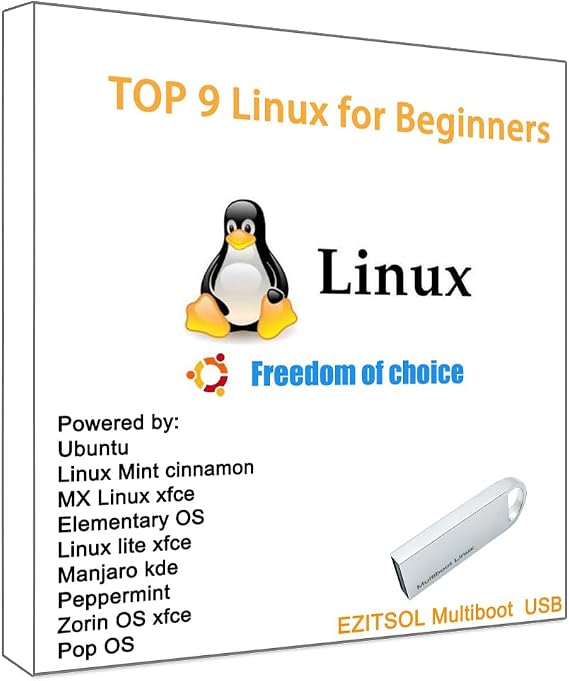 32GB 9-in-1 Linux Bootable USB Drive for Beginners