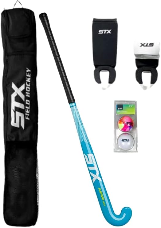 STX Field Hockey Start Pack - Junior with Stick, Shin Guards, Bag & Balls, Black/Teal