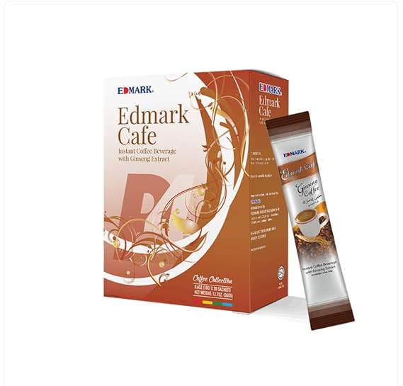 EDMARK Cafe Ginseng Arabica Coffee Blend, Low Sugar, 20 Servings | Ginseng Extract