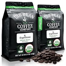 The Bean Organic Coffee Company Il Espresso, Classic Dark Roast, Whole Bean Coffee, 16-Ounce Bags (Pack of 2)