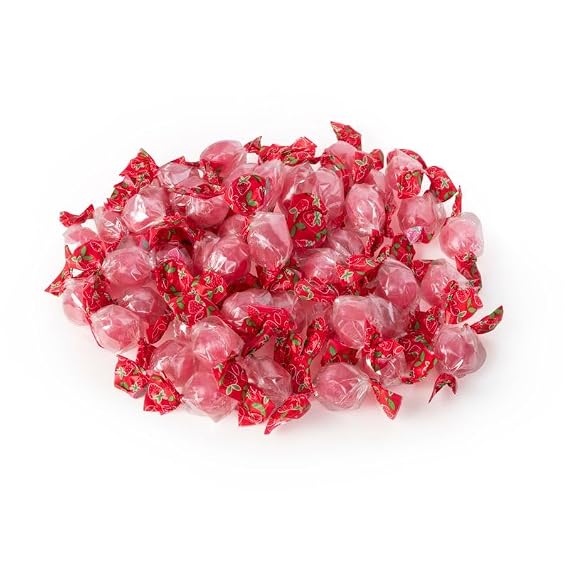 Italian Strawberry Hard Candies and Sparkling Fizz Center, Natural Fruit Candies With no Artifical Colors or Flavors, Individually Wrapped Authentic Italian Confections, 1 lb bag, The Snackery