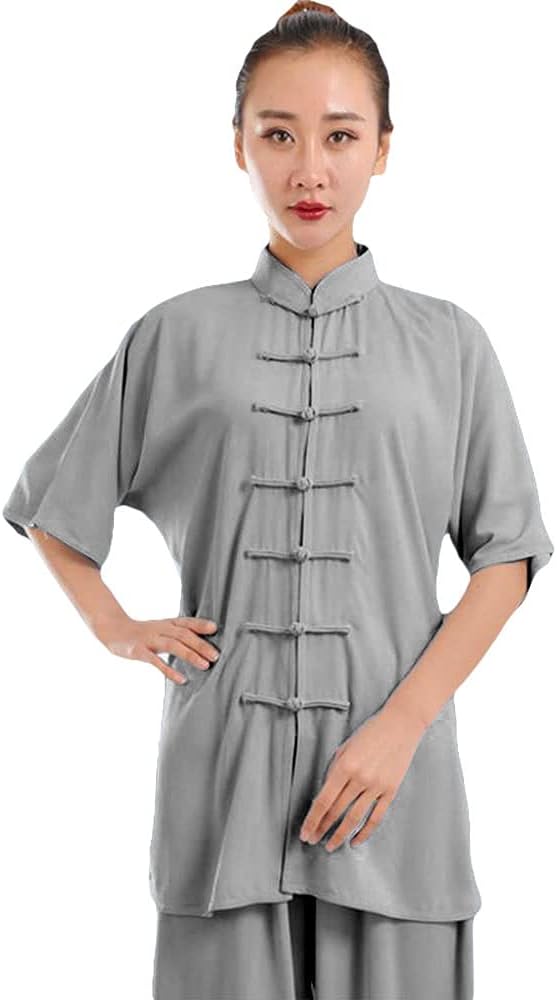 ZooBoo Women's Cotton Silk Short Sleeve Tai Chi Uniform Set