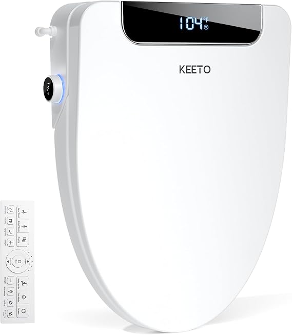 Smart Bidet Toilet Seat Elongated, KEETO Electric Bidet, B01V